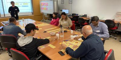 APS Vision for Service Excellence, a group of people sitting at a desk, workshopping ideas