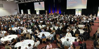 Aerial view of people in attendance at the event 