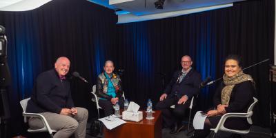 APS staff in podcast recording studio